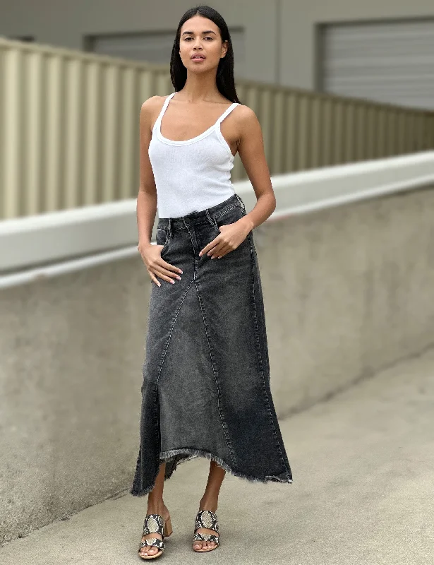 Selma Pieced Denim Maxi Skirt maxi skirt elegant