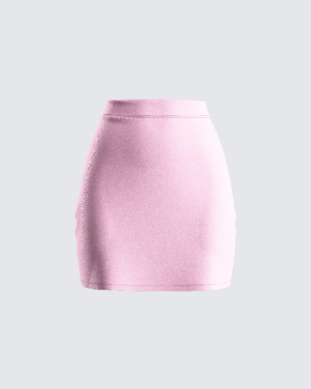 Teresa Pink High Waist Mini Skirt lace skirt feminine