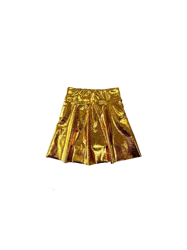 Youth Metallic Skort - Gold corduroy skirt cozy